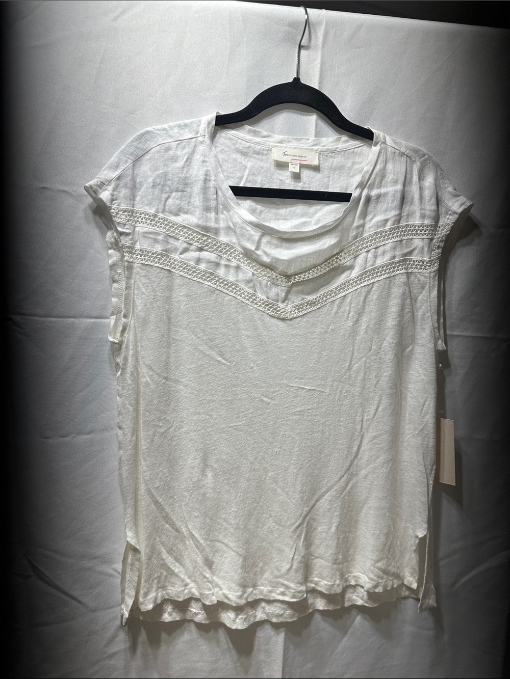 Vince Camuto White Lace-Trim Tank Top
